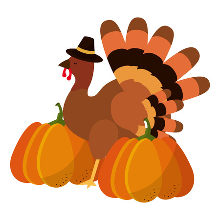 happy thanksgiving turkey cartoon vector illustration graphic designのイラスト素材