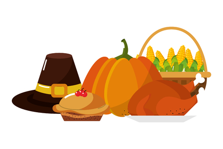 happy thanksgiving elements cartoon vector illustration graphic designのイラスト素材