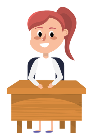 elementary school girl cartoon vector illustration graphic designのイラスト素材