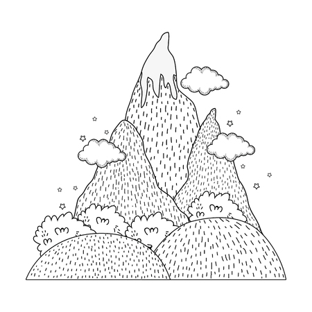 adventure landscape with snow mountain vector illustration designのイラスト素材