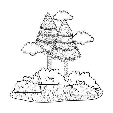 pines forest landscape scene vector illustration designのイラスト素材