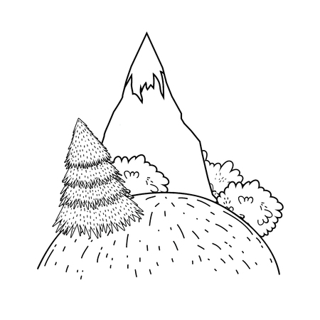 adventure landscape with snow mountain vector illustration designのイラスト素材