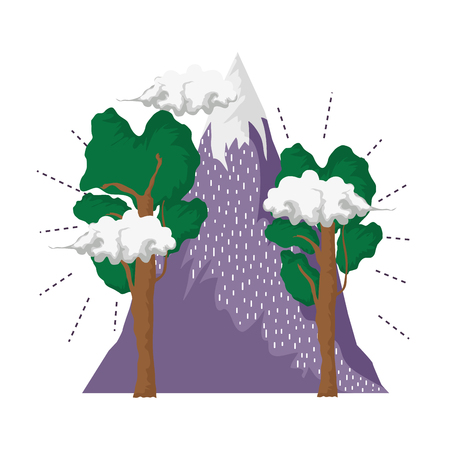 adventure landscape with snow mountain vector illustration designのイラスト素材