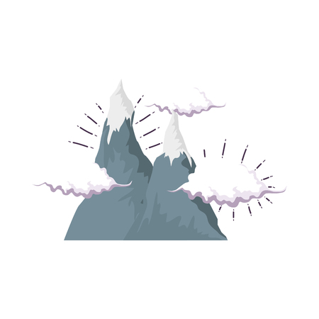 adventure landscape with snow mountain vector illustration designのイラスト素材