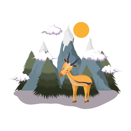 cute deer in the landscape vector illustration designのイラスト素材