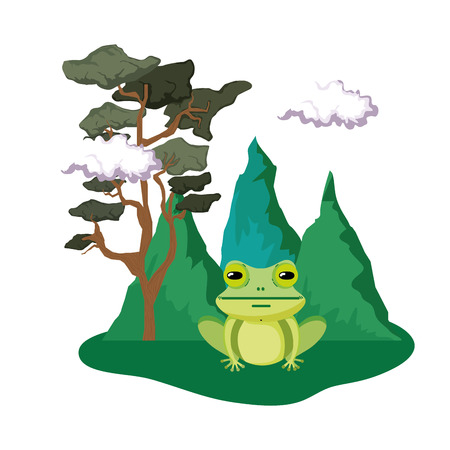 cute toad in the landscape vector illustration designのイラスト素材