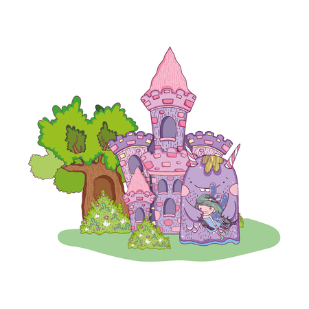little fairy with monster in the castleのイラスト素材