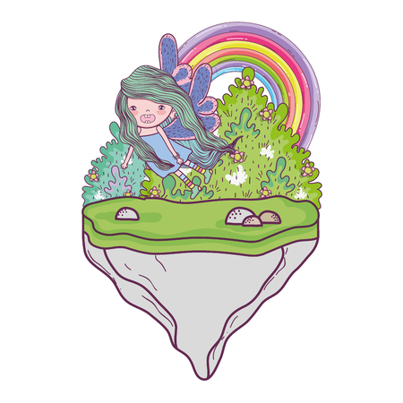 cute little fairy with butterfly wings character vector illustration designのイラスト素材