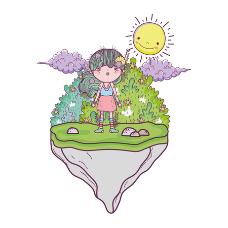 cute little fairy with elf ears character vector illustration designのイラスト素材
