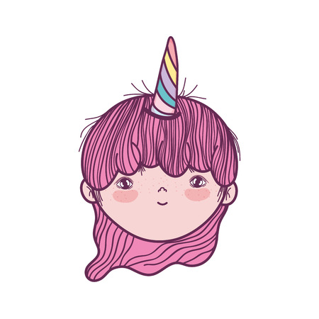 cute little fairy with unicorn horns character vector illustration designのイラスト素材