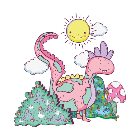 cute dinosaur in the field character vector illustration designのイラスト素材