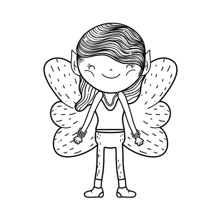cute little fairy with butterfly wings character vector illustration designのイラスト素材