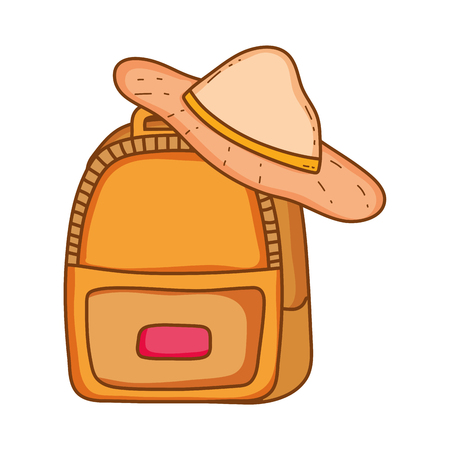 travel elements and item backpacks with hat with white background vector illustration graphic designのイラスト素材