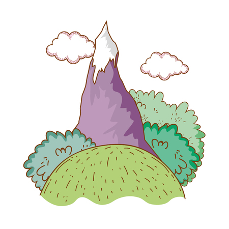 Landscape nature wtih mountain cartoon vector illustration graphic designのイラスト素材