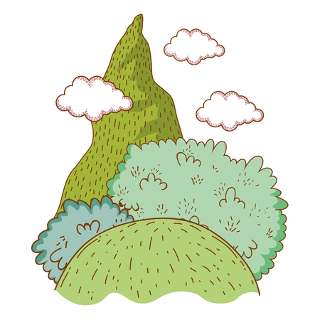 Landscape nature wtih mountain cartoon vector illustration graphic designのイラスト素材