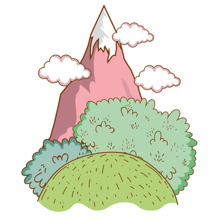 Landscape nature wtih mountain cartoon vector illustration graphic designのイラスト素材