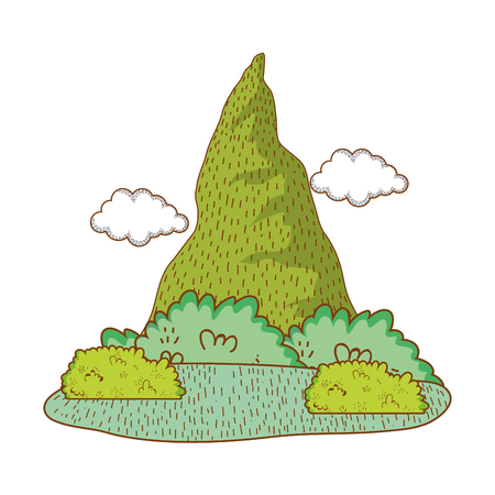 Landscape nature wtih mountain cartoon vector illustration graphic designのイラスト素材