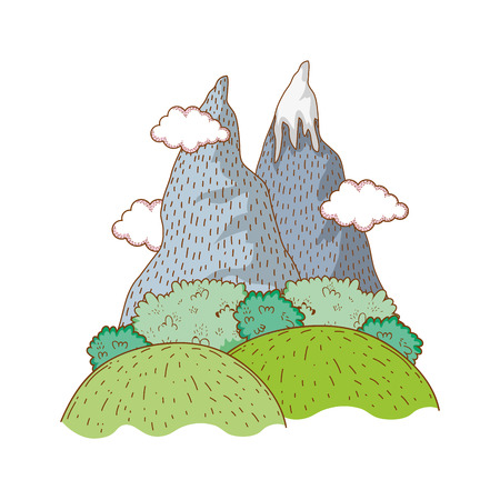 Landscape nature wtih mountain cartoon vector illustration graphic designのイラスト素材