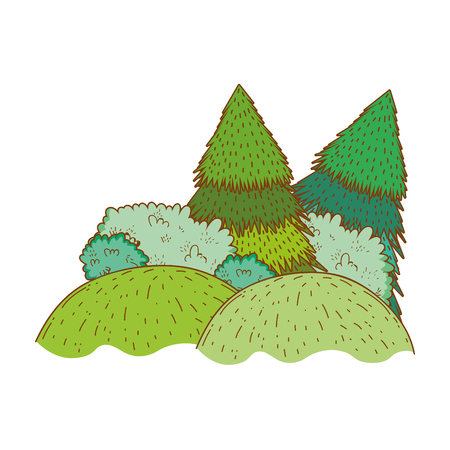 trees rural landscape in round icon vector illustration graphic designのイラスト素材