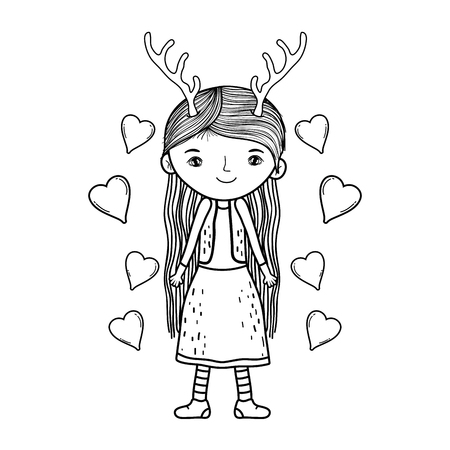 cute little fairy with deer horns character vector illustration designのイラスト素材