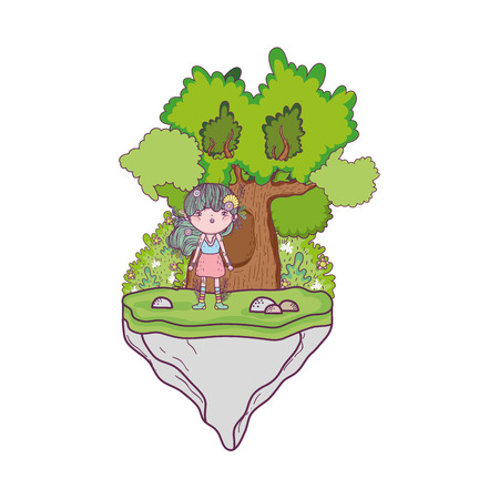cute little fairy with tree character vector illustration designのイラスト素材