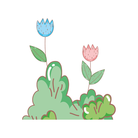 garden bush with flowers vector illustration designのイラスト素材