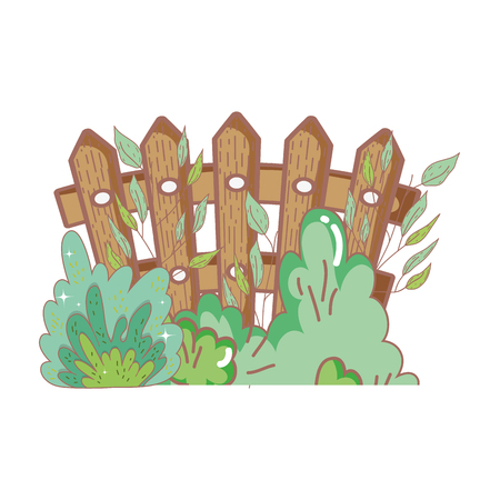 garden bush with fence vector illustration designのイラスト素材