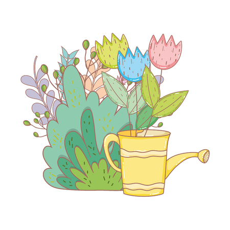 gardener shower sprinkler with leafs and flowers vector illustrationのイラスト素材