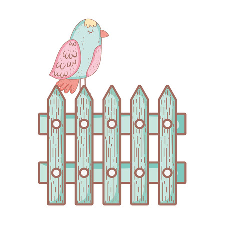beautiful bird with fence vector illustration designのイラスト素材