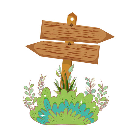 garden with wooden arrow signal vector illustration designのイラスト素材