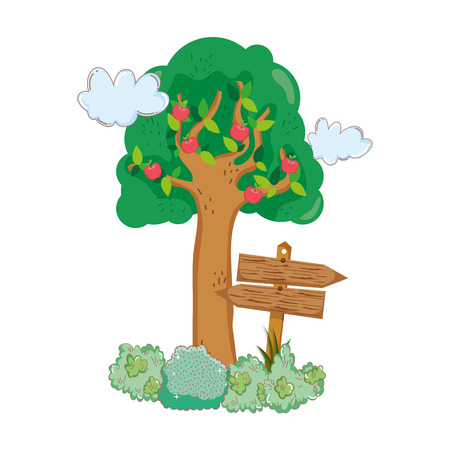 tree plant with garden vector illustration designのイラスト素材