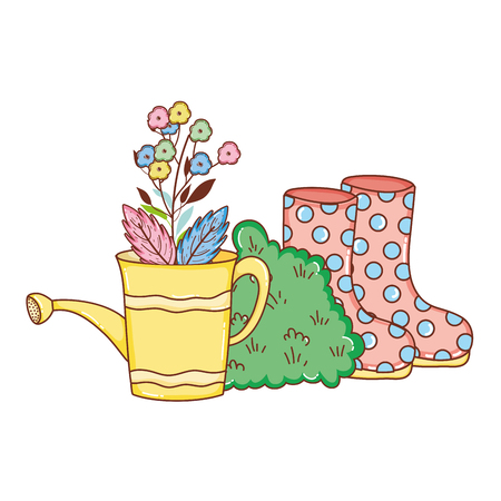 gardener shower sprinkler with boots vector illustration designのイラスト素材