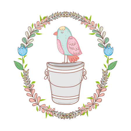 beutiful bird with wreath crown vector illustration designのイラスト素材