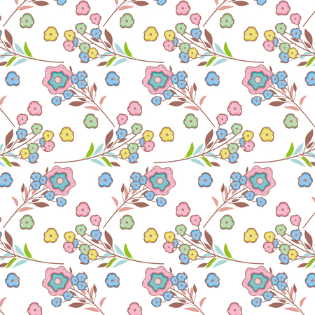 cute flower with leafs pattern vector illustration designのイラスト素材