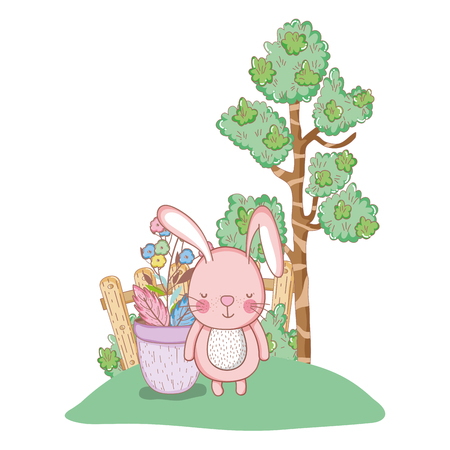 little rabbit in the garden vector illustration designのイラスト素材