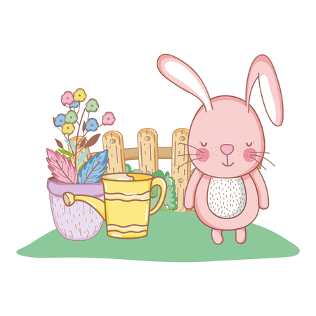 little rabbit in the garden vector illustration designのイラスト素材