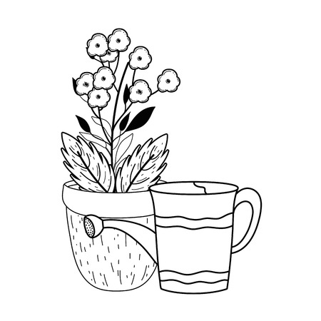 gardener shower sprinkler with flowers vector illustration designのイラスト素材