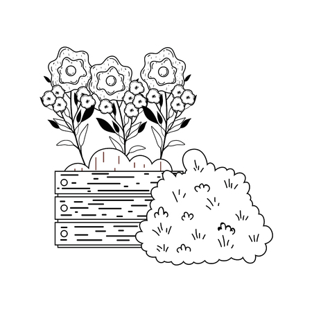 garden bush with flowers vector illustration designのイラスト素材