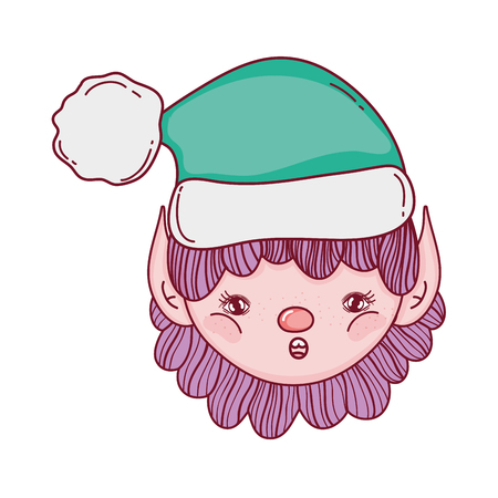 cute santa helper head character vector illustration designのイラスト素材