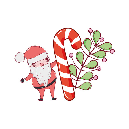 cute christmas santa claus with cane vector illustration designのイラスト素材