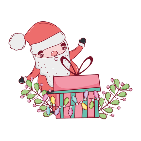 cute christmas santa claus with gift present vector illustration designのイラスト素材