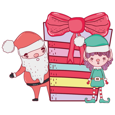 cute christmas santa claus with gift present vector illustration designのイラスト素材