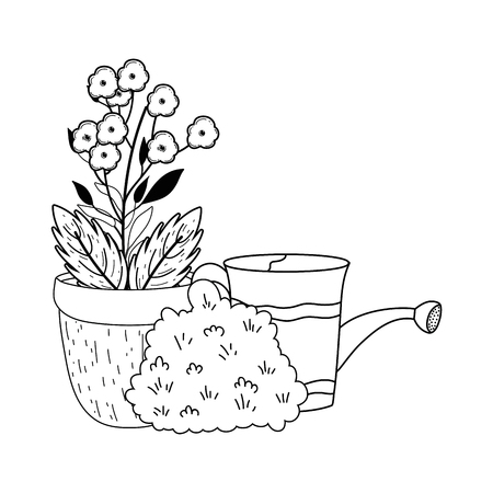 gardener shower sprinkler with flowers vector illustration designのイラスト素材