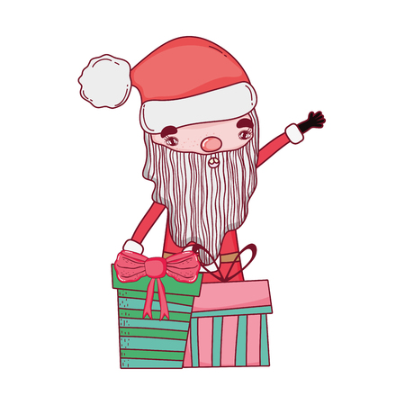 cute christmas santa claus with gift present vector illustration designのイラスト素材