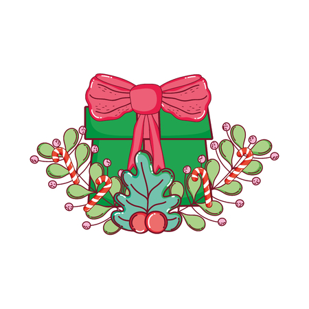 christmas gift box with wreath vector illustration designのイラスト素材