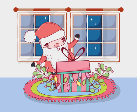 cute christmas santa claus with gift present vector illustration designのイラスト素材