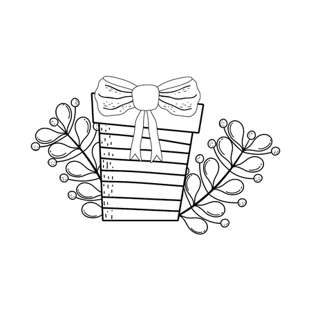 christmas gift box with wreath vector illustration designのイラスト素材