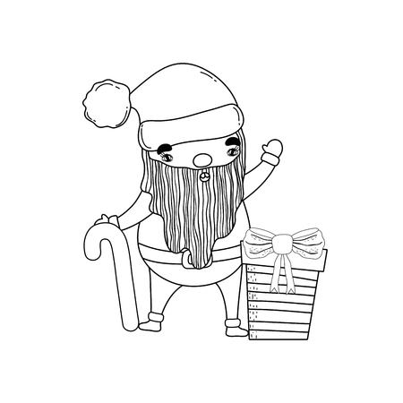 cute christmas santa claus with cane vector illustration designのイラスト素材
