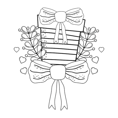 christmas gift box with wreath and ribbon vector illustration designのイラスト素材