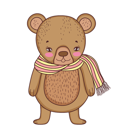 cute little bear with scarf vector illustration designのイラスト素材